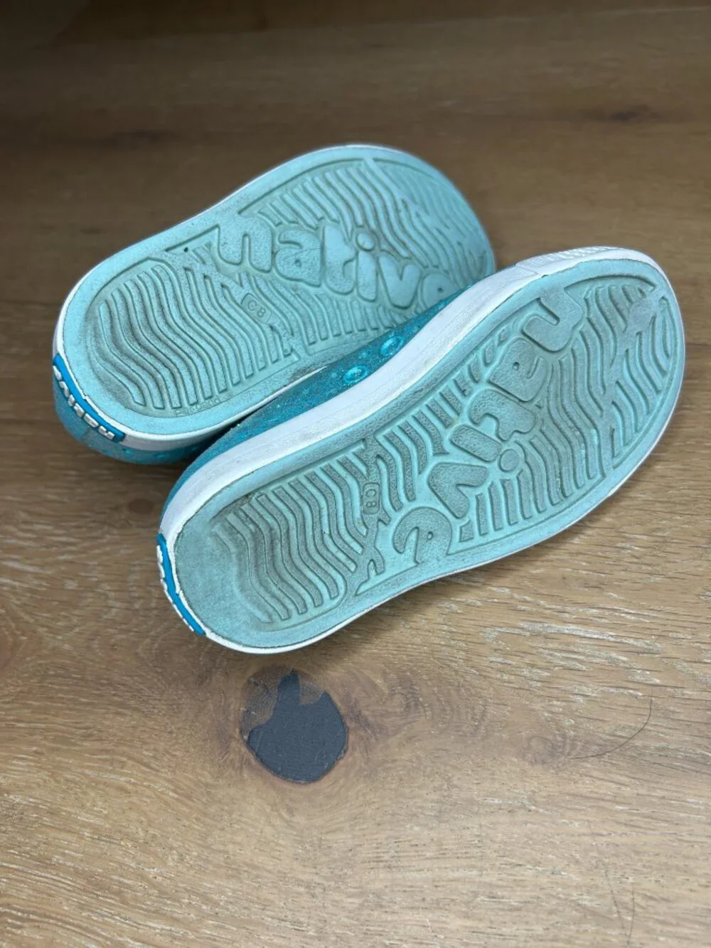 Native Jefferson Kids Glitter Slip On Shoes Turquoise Blue Size C8